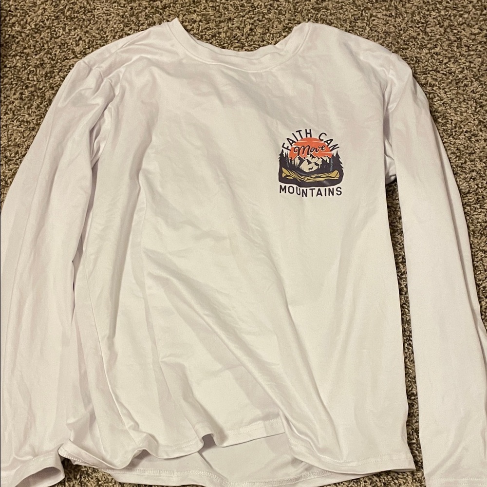 Faith Can Move Mountains White Long Sleeve Tee